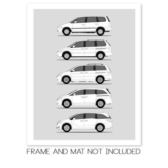 Honda Odyssey Generations History and Evolution Poster (Side Profile)