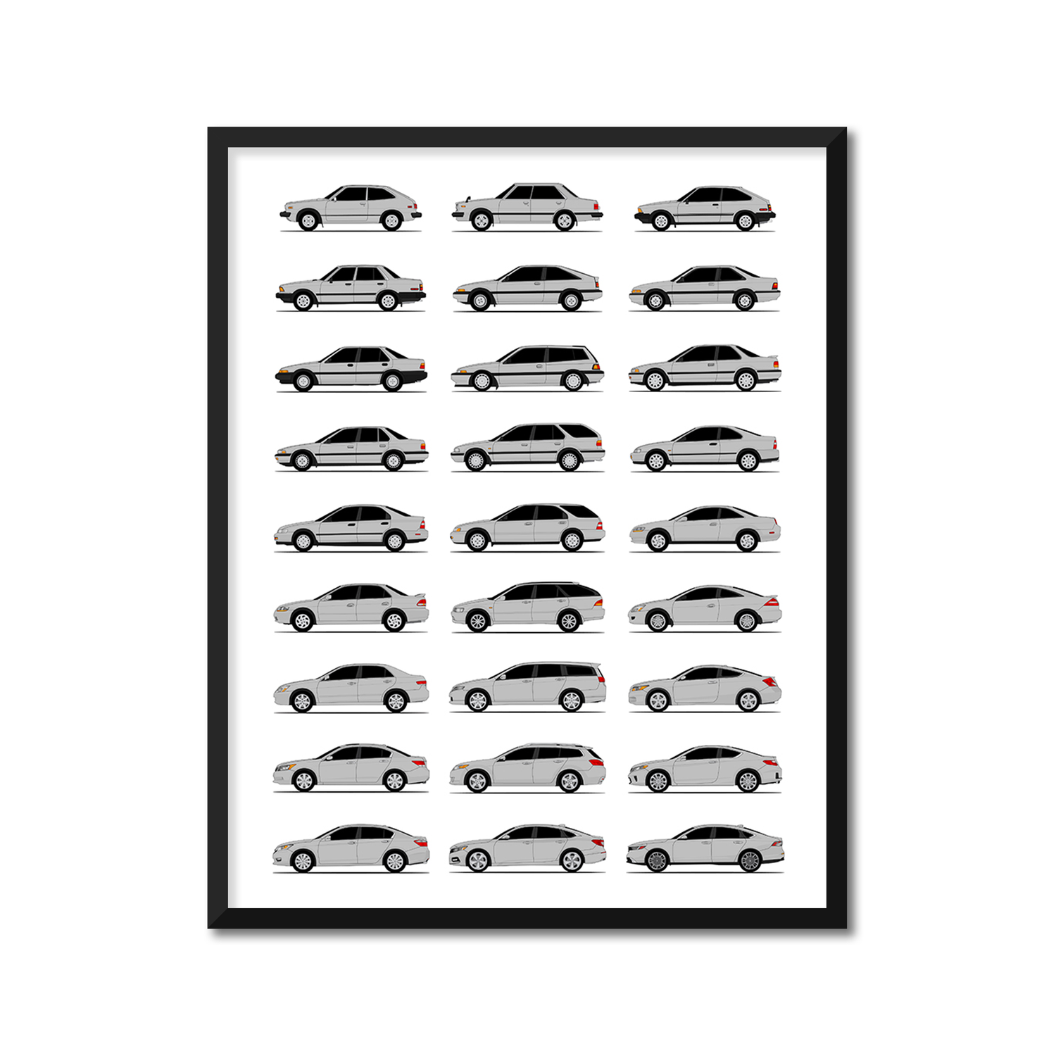 Honda Accord Generations (Side Profile)