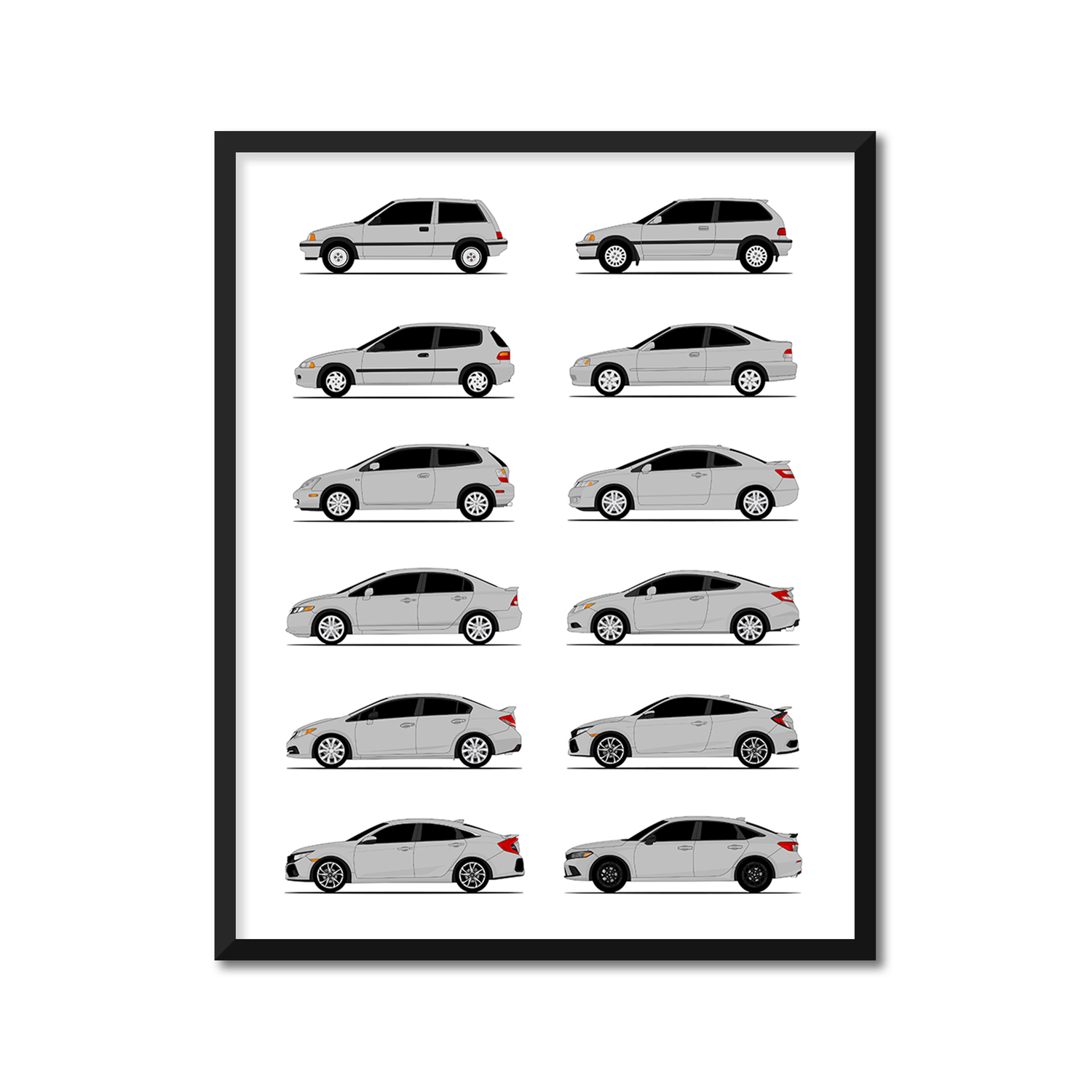 Honda Civic Si Generations (Side Profile)