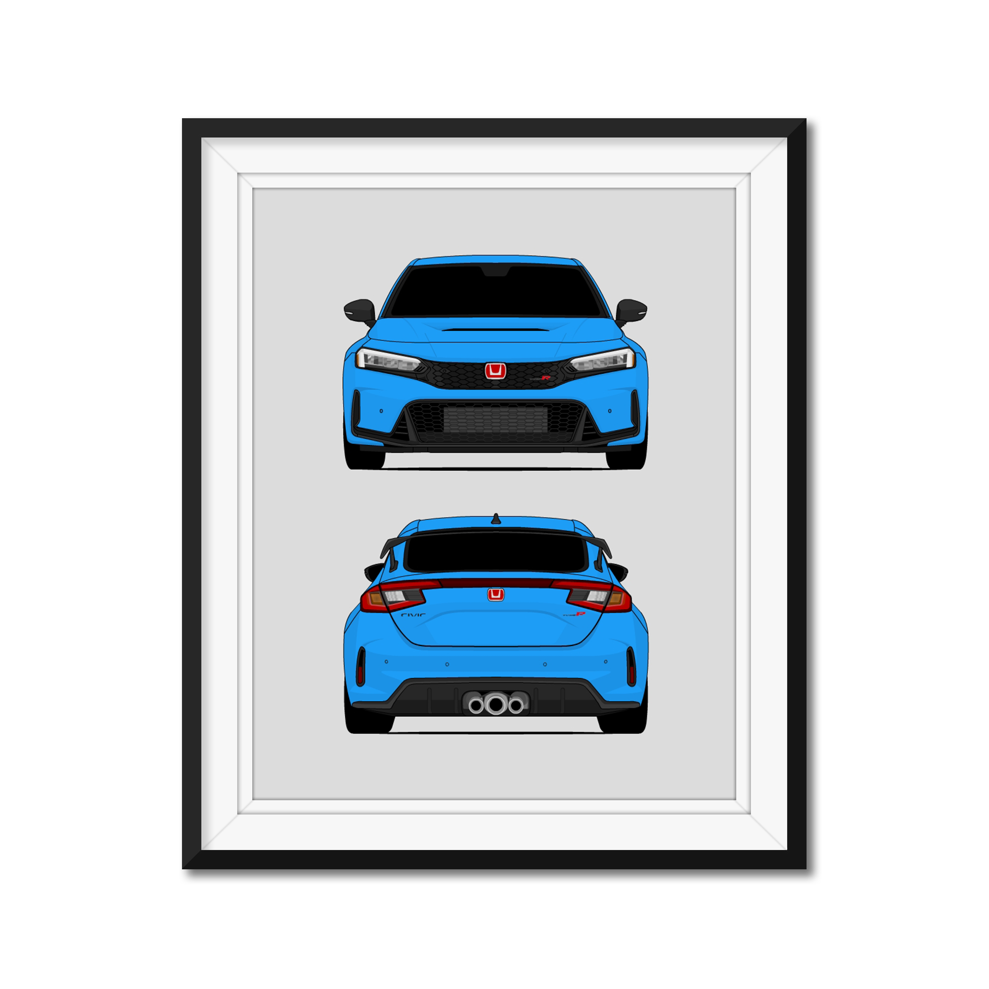 Honda Civic Type R FL5 (2023-Present) Gen 7 (Front and Rear) Poster ...