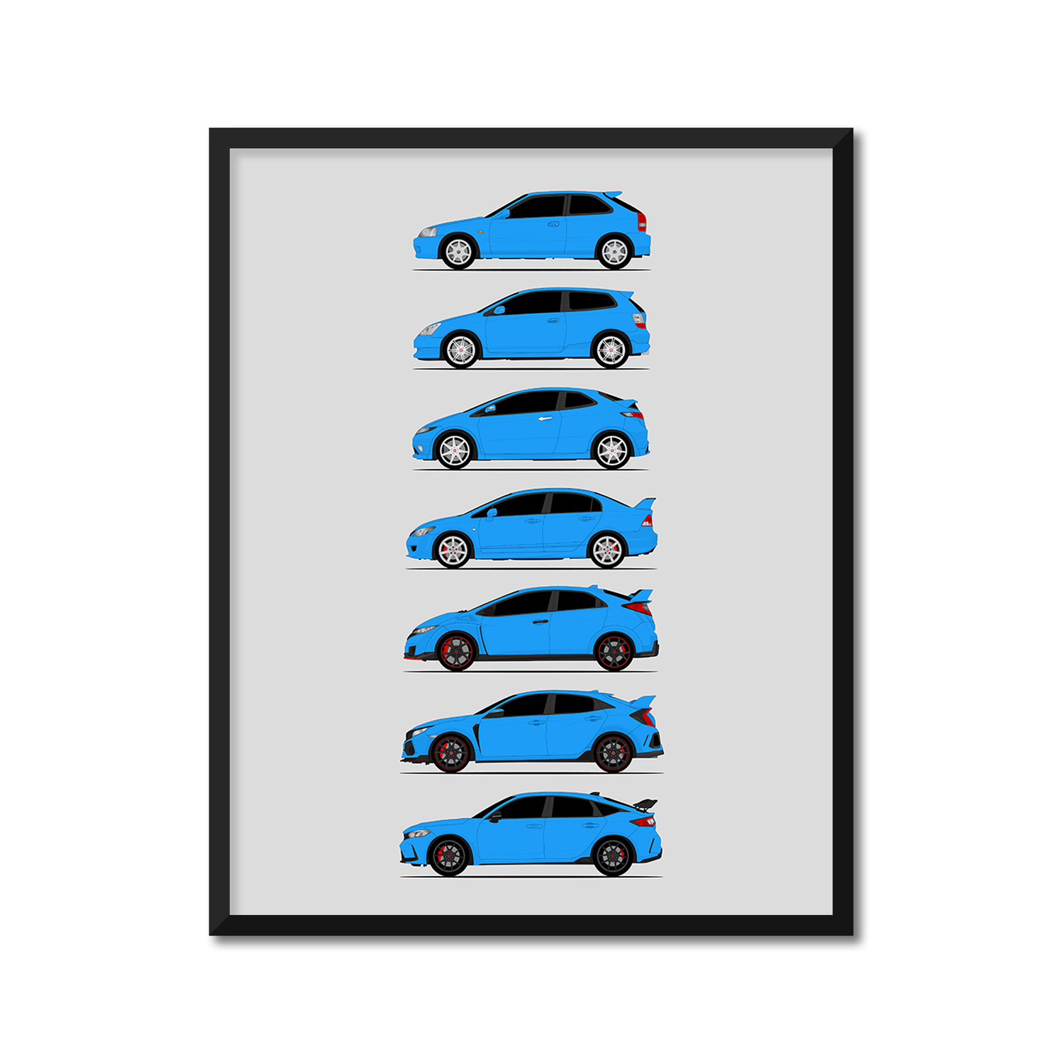 Honda Civic Type-R Generations (Side Profile)