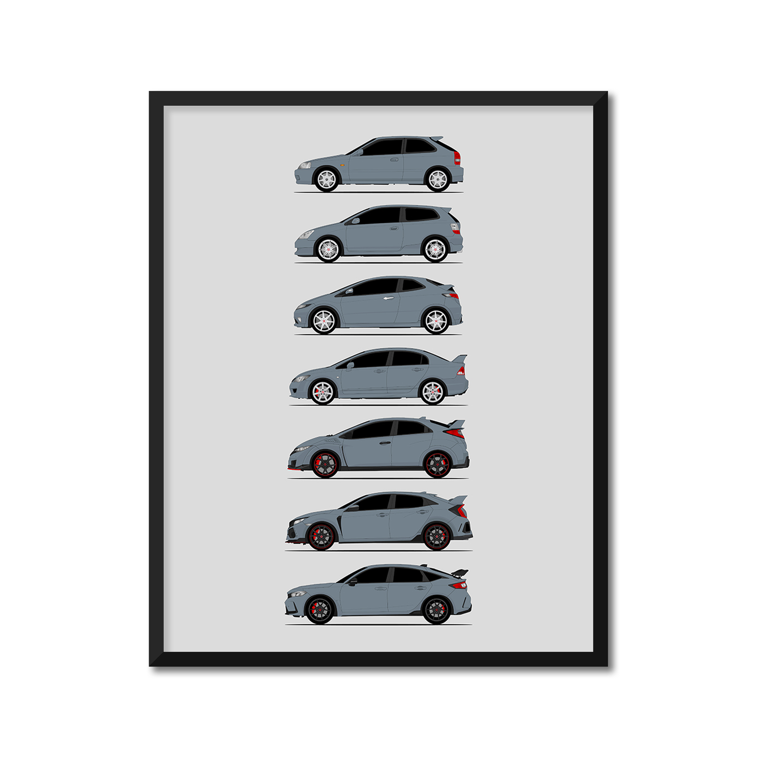 Honda Civic Type-R Generations (Side Profile)