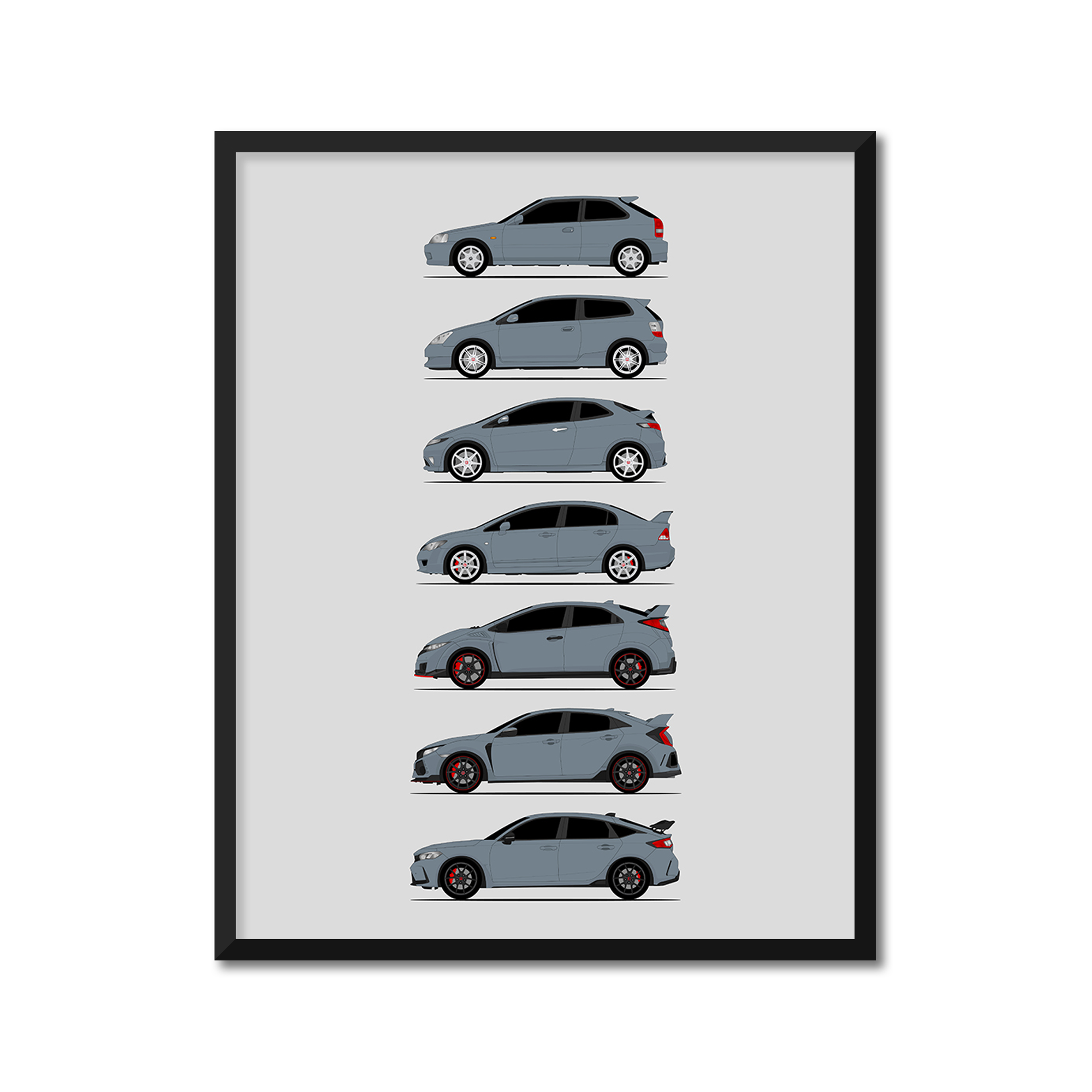 Honda Civic Type-R Generations (Side Profile)