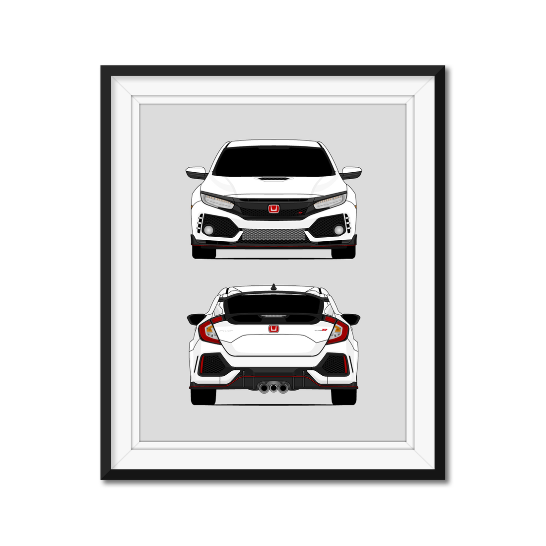 Honda Civic Type R FK8 (2017-2021) Gen 6 (Front and Rear) Poster