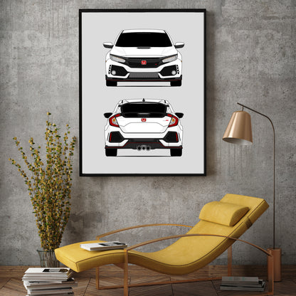 Honda Civic Type R FK8 (2017-2021) Gen 6 (Front and Rear) Poster