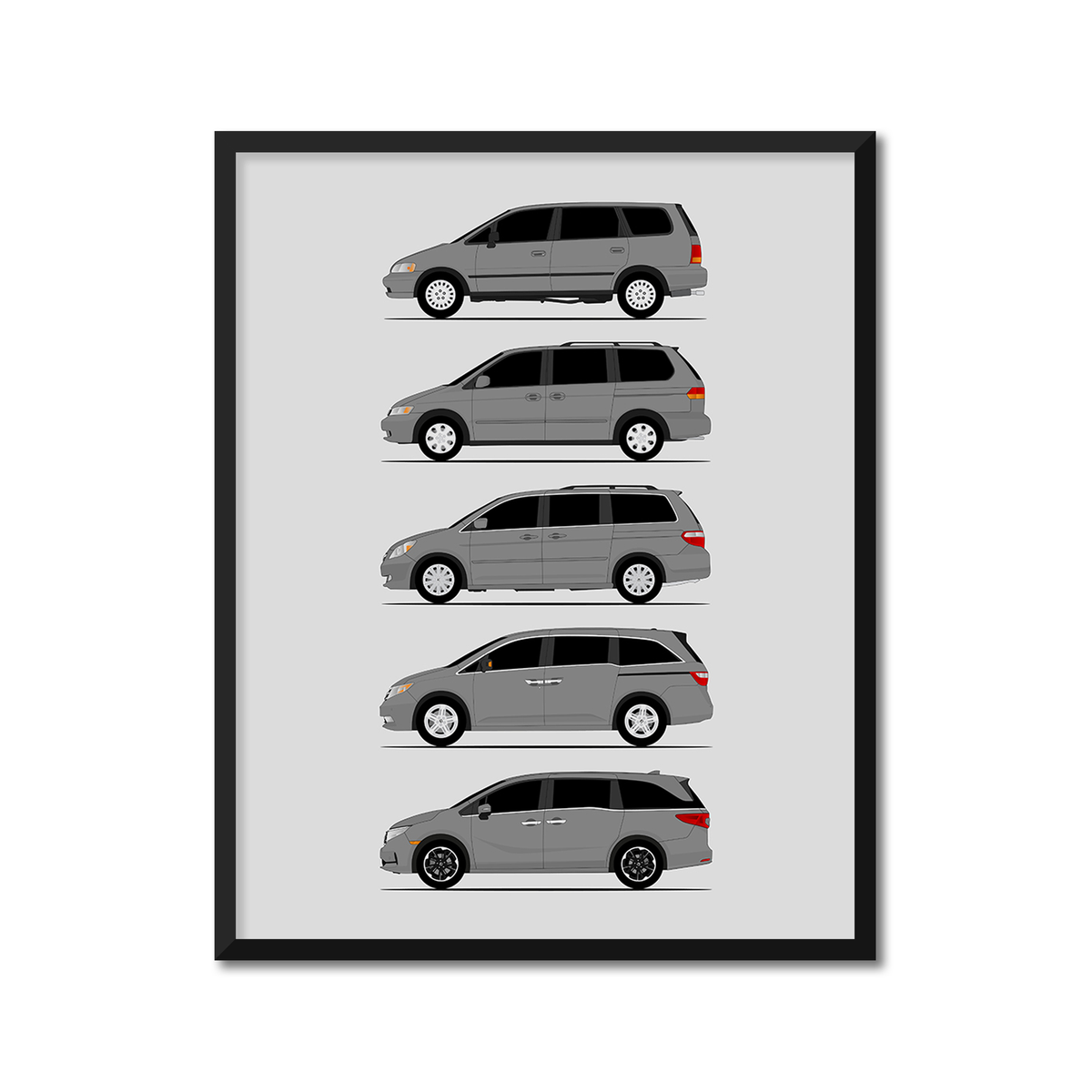 Honda Odyssey Generations History and Evolution Poster (Side Profile)