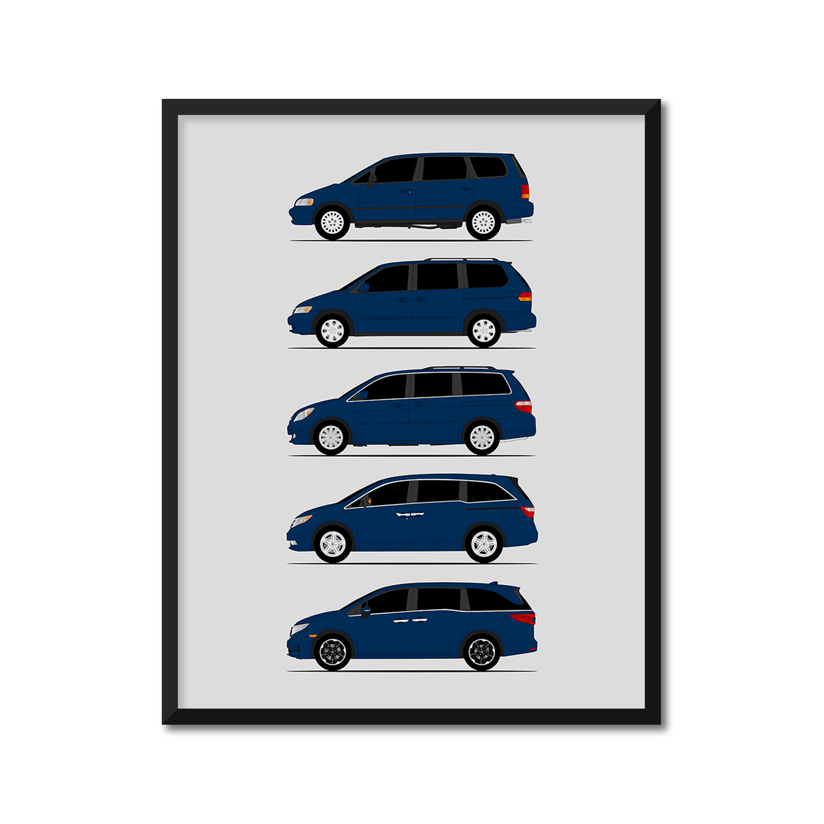 Honda Odyssey Generations History and Evolution Poster (Side