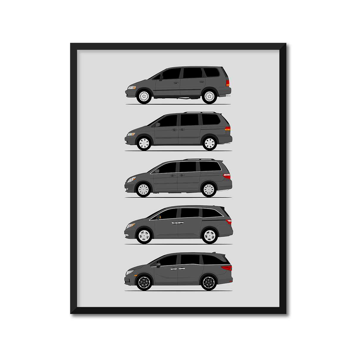 Honda Odyssey Generations History and Evolution Poster (Side Profile)