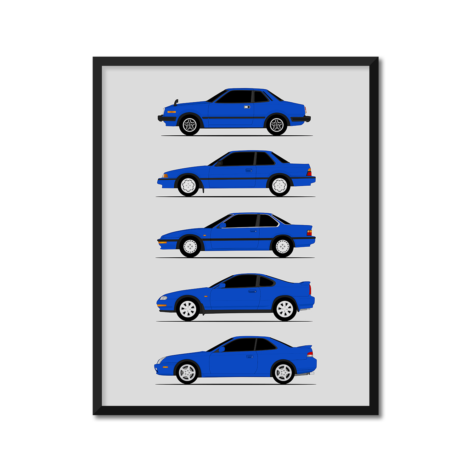 Honda Prelude Generations (Side Profile)