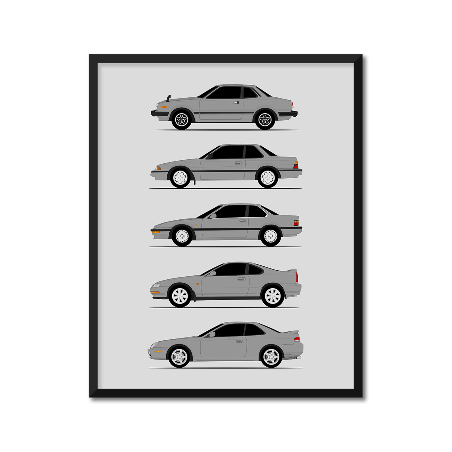 Honda Prelude Generations (Side Profile)