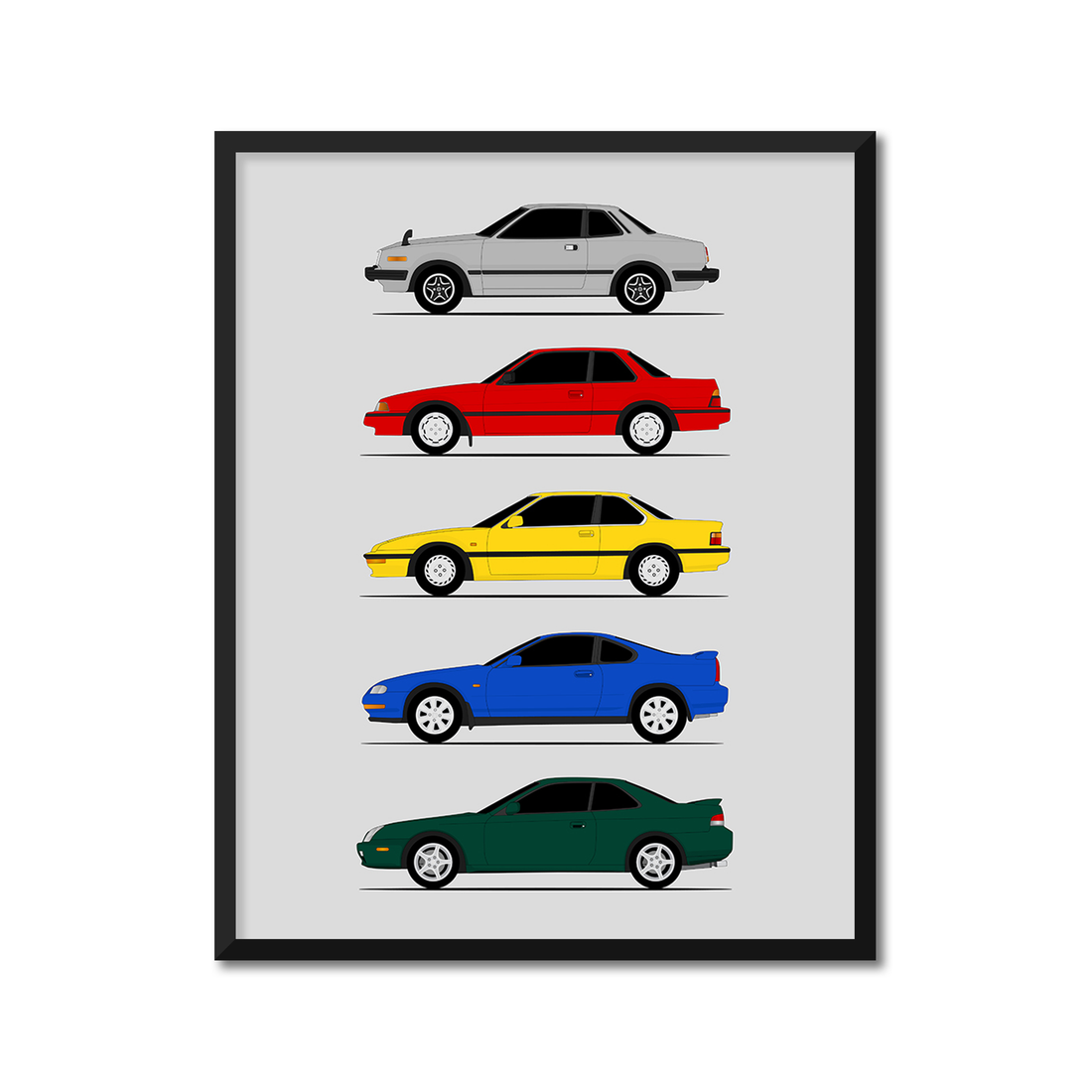 Honda Prelude Generations (Side Profile)