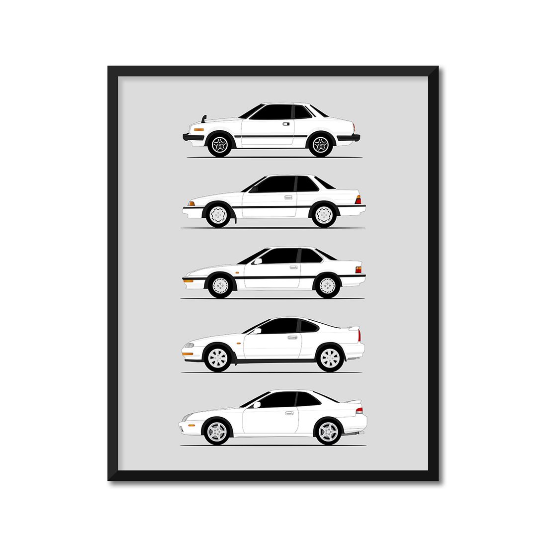 Honda Prelude Generations (Side Profile)