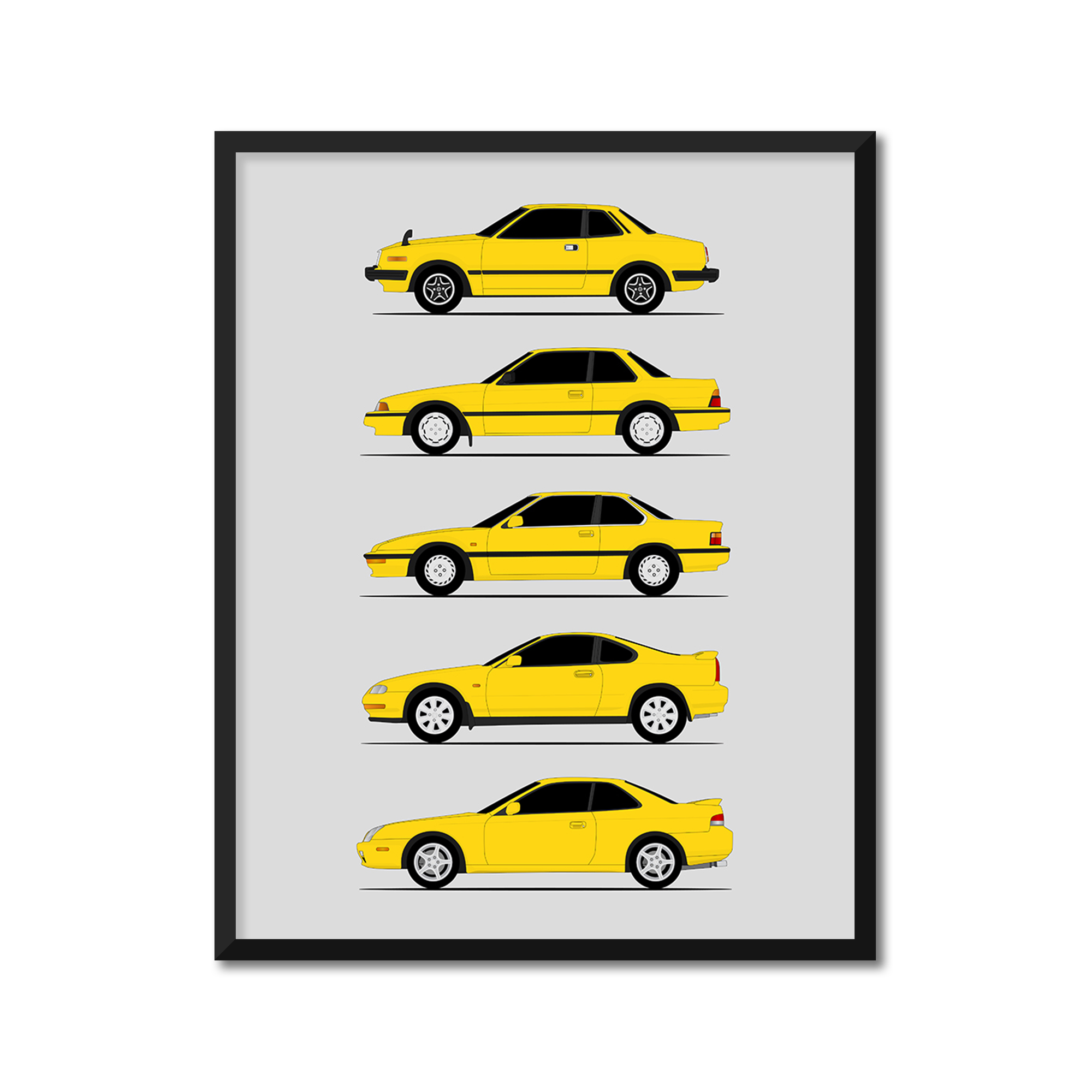 Honda Prelude Generations (Side Profile)