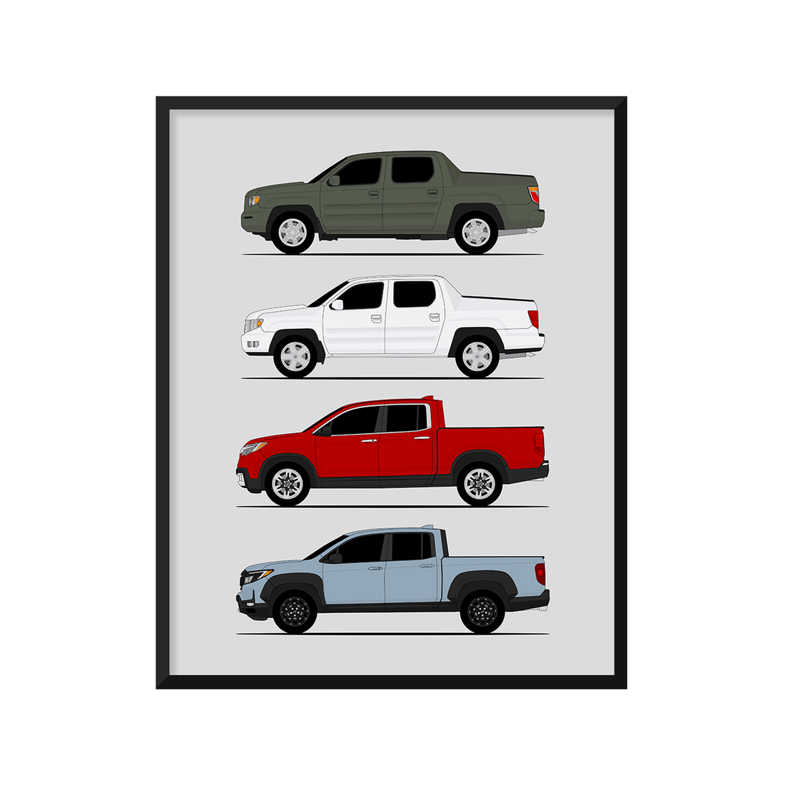 Honda Ridgeline Generations (Side Profile)