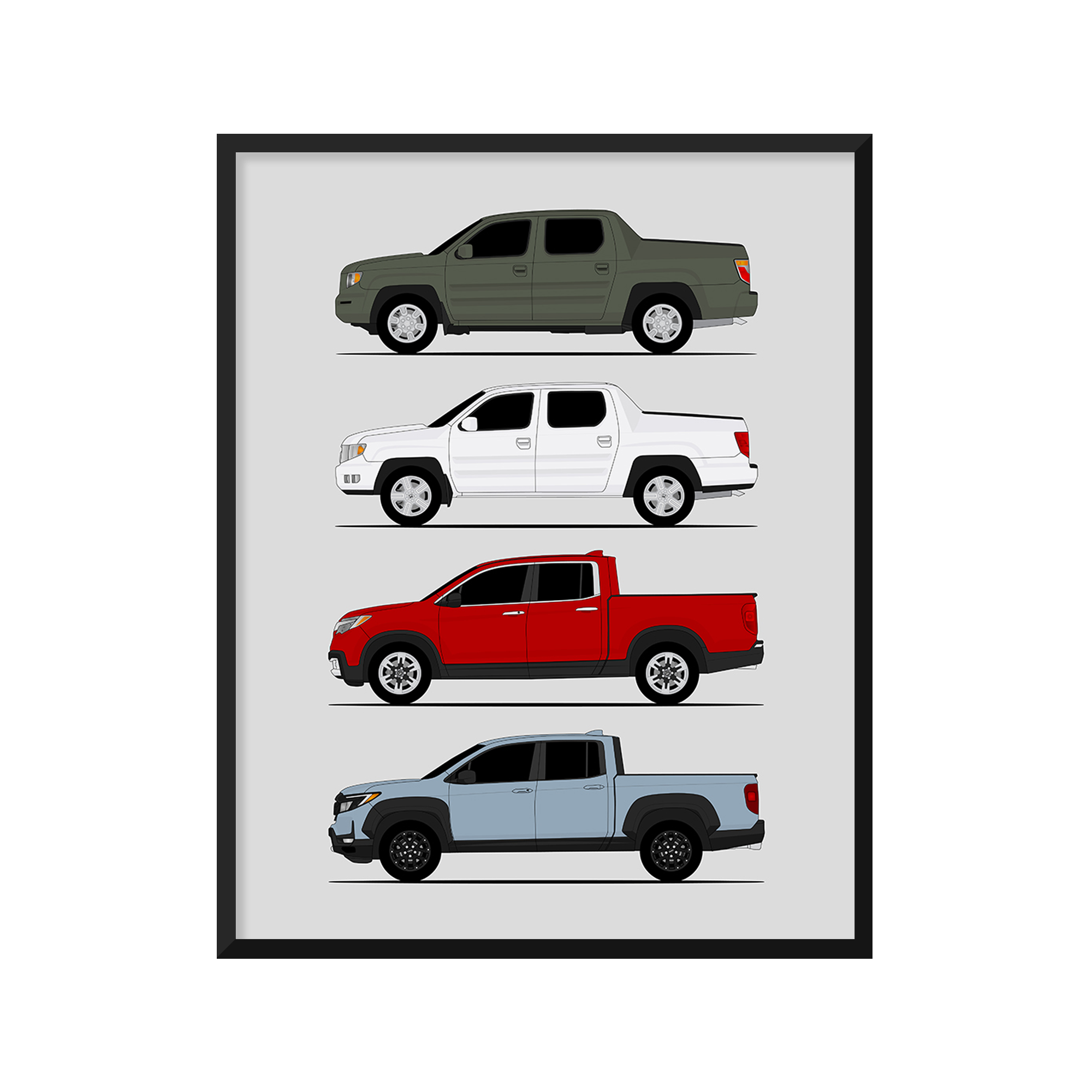 Honda Ridgeline Generations (Side Profile)