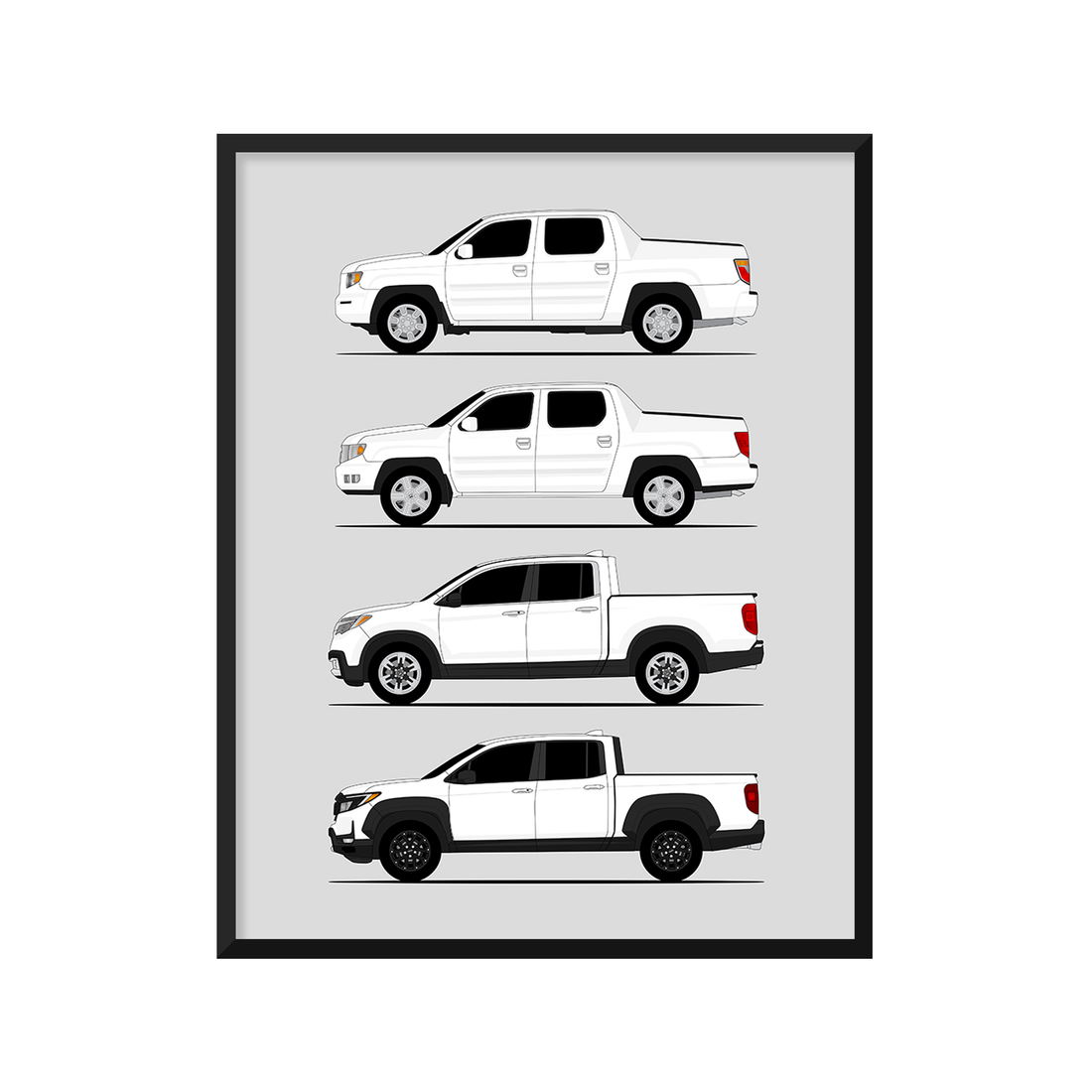 Honda Ridgeline Generations (Side Profile)