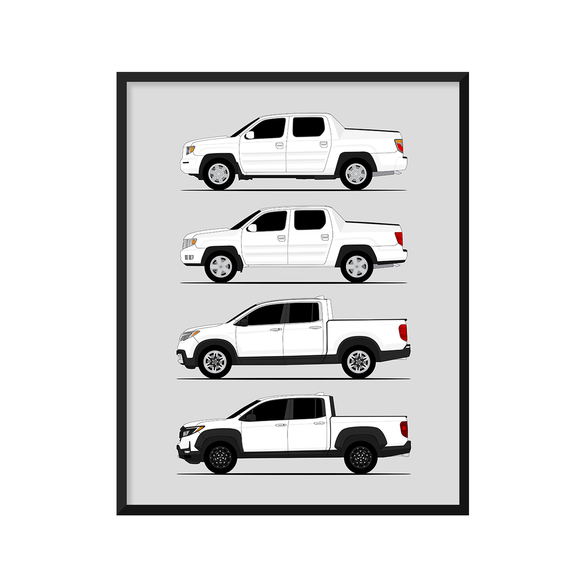 Honda Ridgeline Generations (Side Profile)