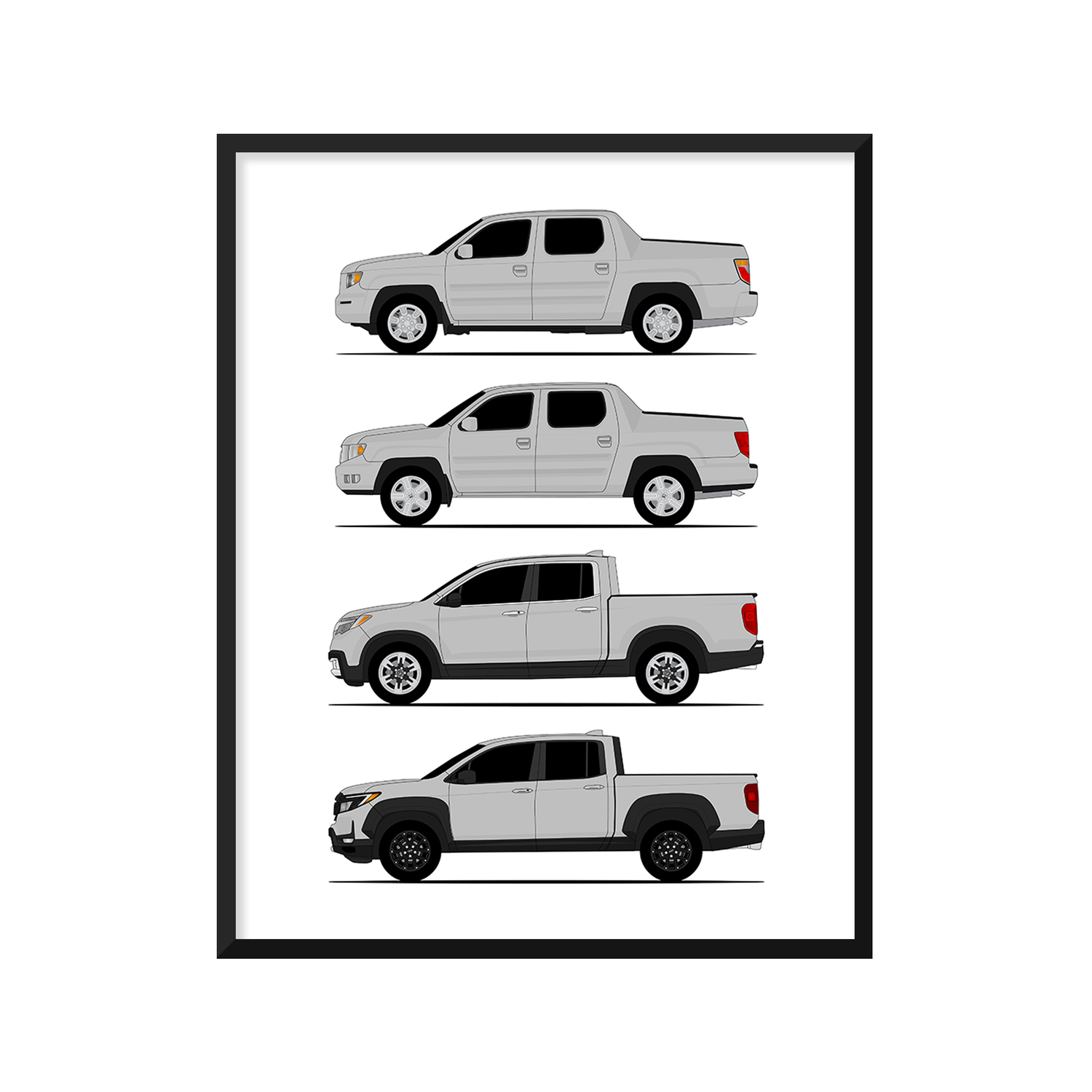 Honda Ridgeline Generations (Side Profile)