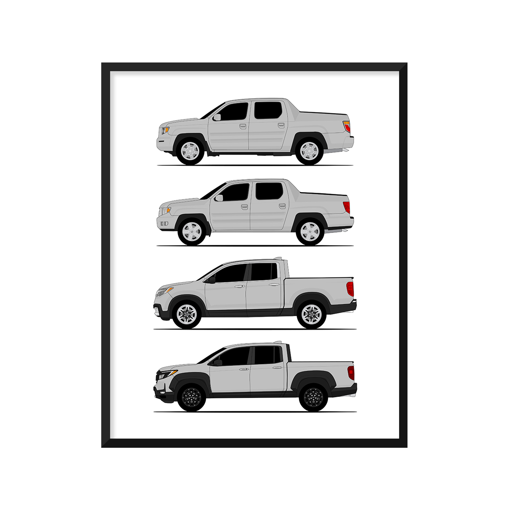 Honda Ridgeline Generations (Side Profile)
