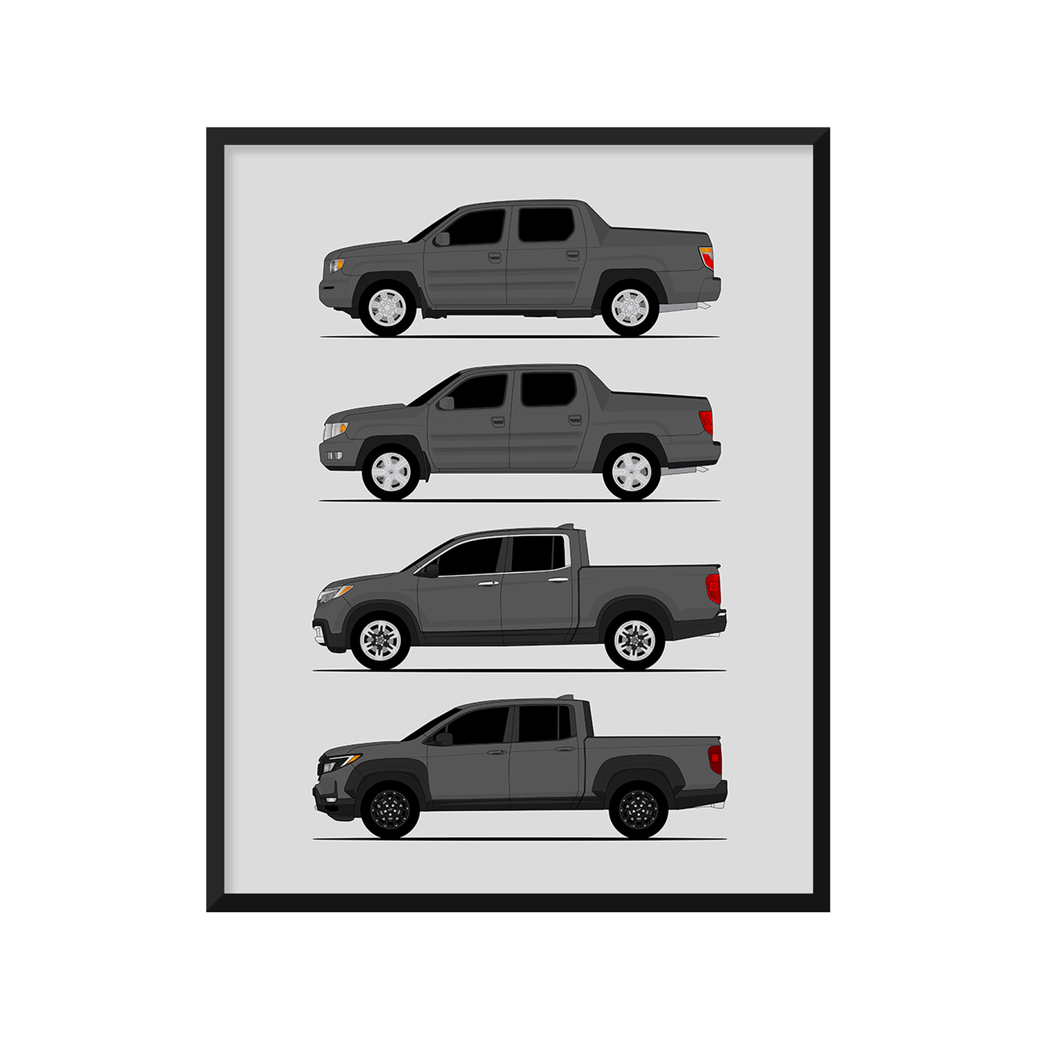 Honda Ridgeline Generations (Side Profile)