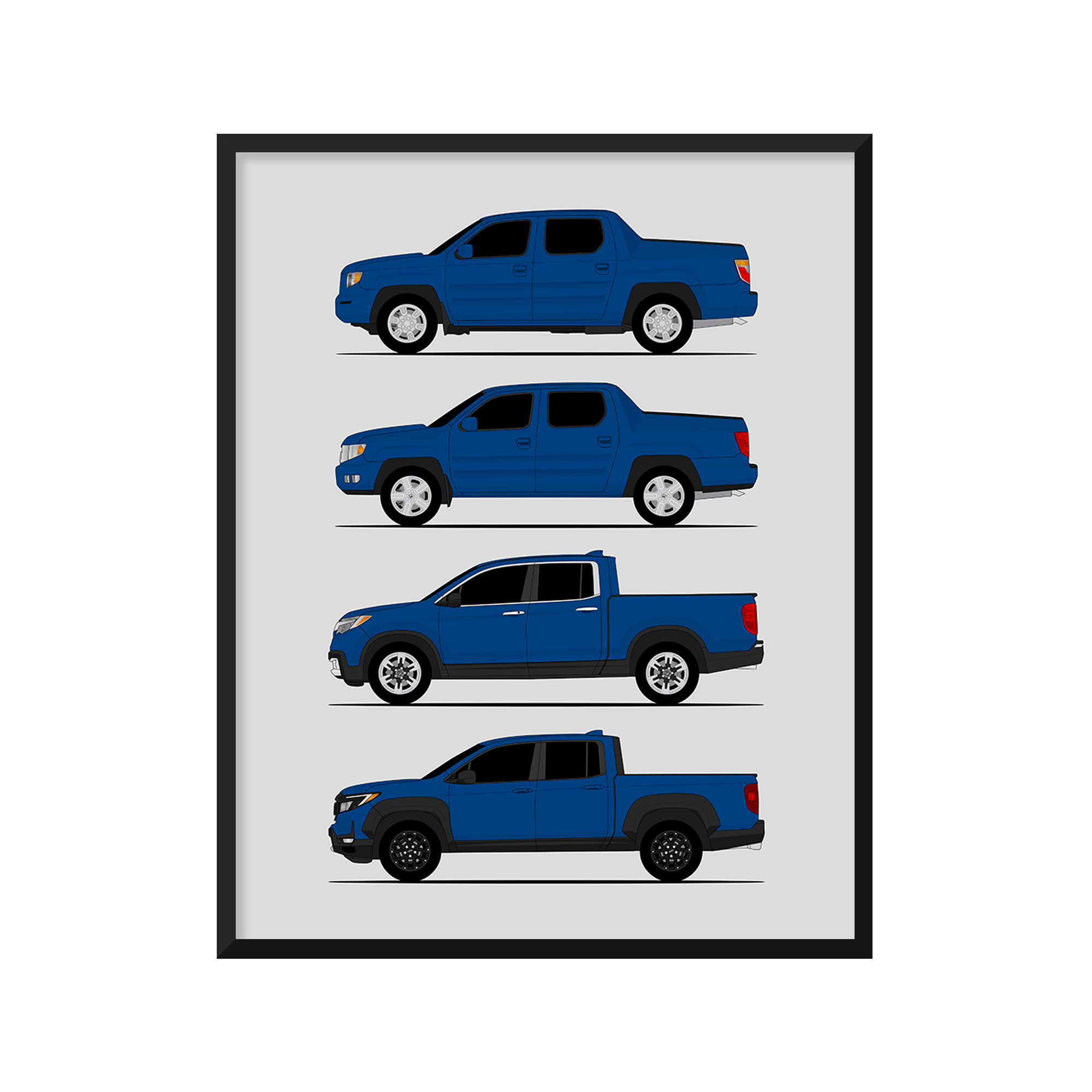 Honda Ridgeline Generations (Side Profile)