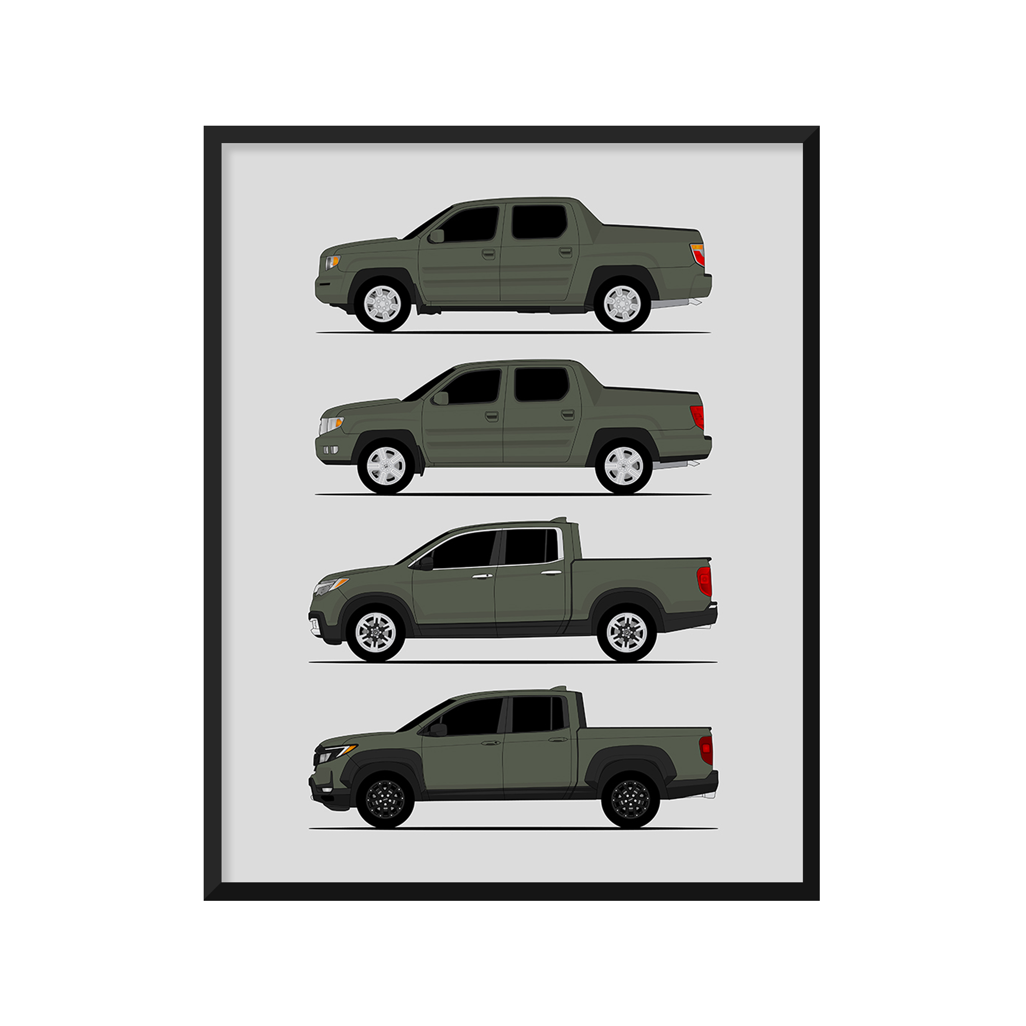 Honda Ridgeline Generations (Side Profile)