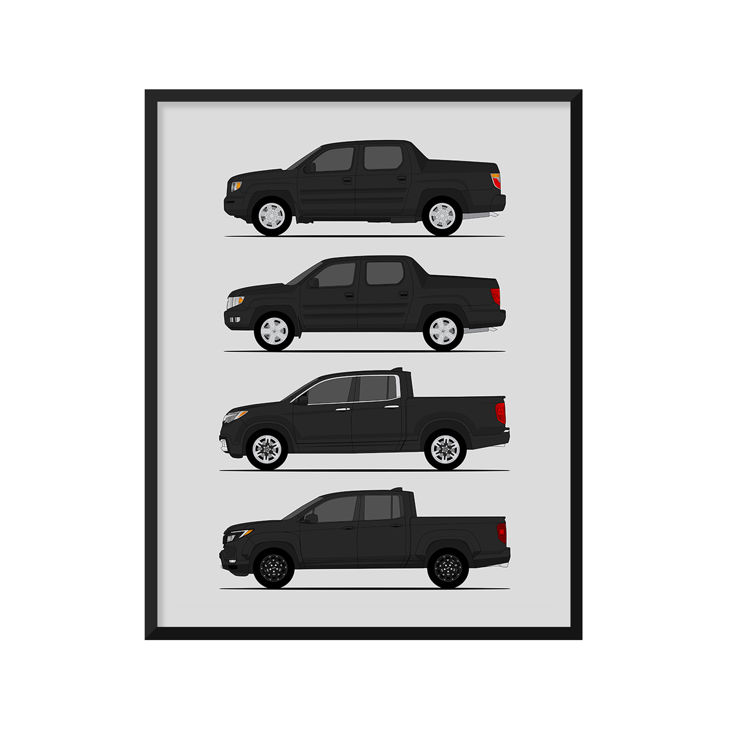Honda Ridgeline Generations (Side Profile)