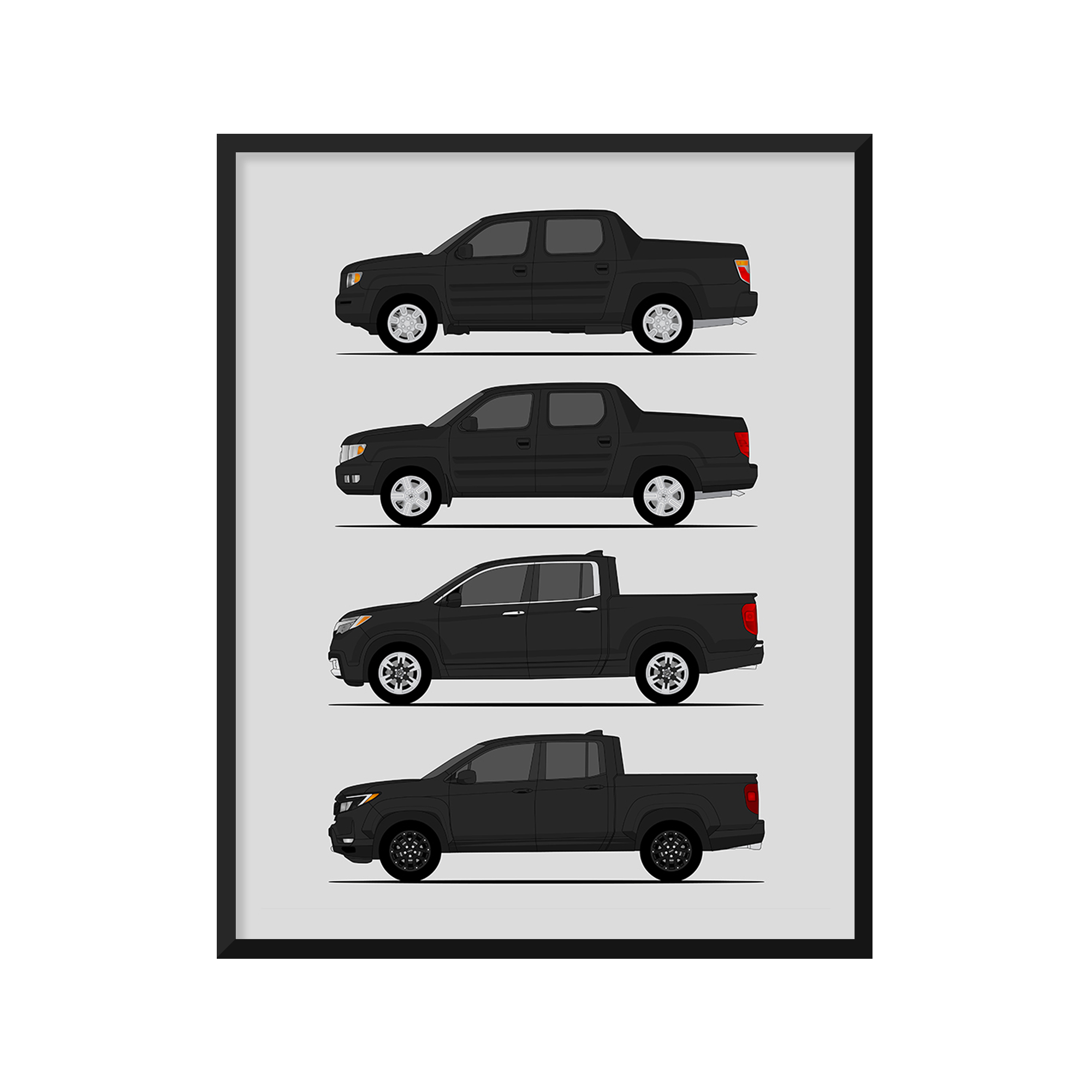 Honda Ridgeline Generations (Side Profile)