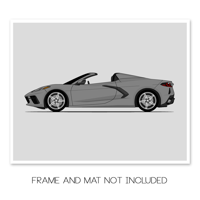 Chevy Corvette Stingray Convertible C8 (2020-Present) (Side Profile) Poster