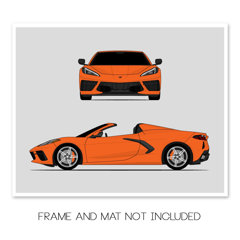 Chevy Corvette Stingray Convertible C8 (2020-Present) (Front and Side) Poster