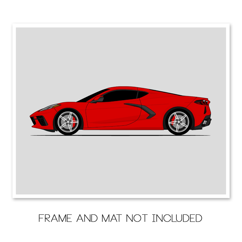 Chevy Corvette Stingray C8 (2020-Present) (Side Profile) Poster
