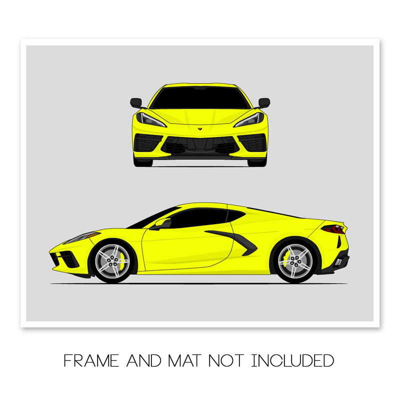 Chevy Corvette Stingray C8 (2020-Present) (Front and Side) Poster