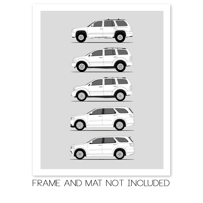 Dodge Durango Generations History and Evolution Poster (Side Profile)