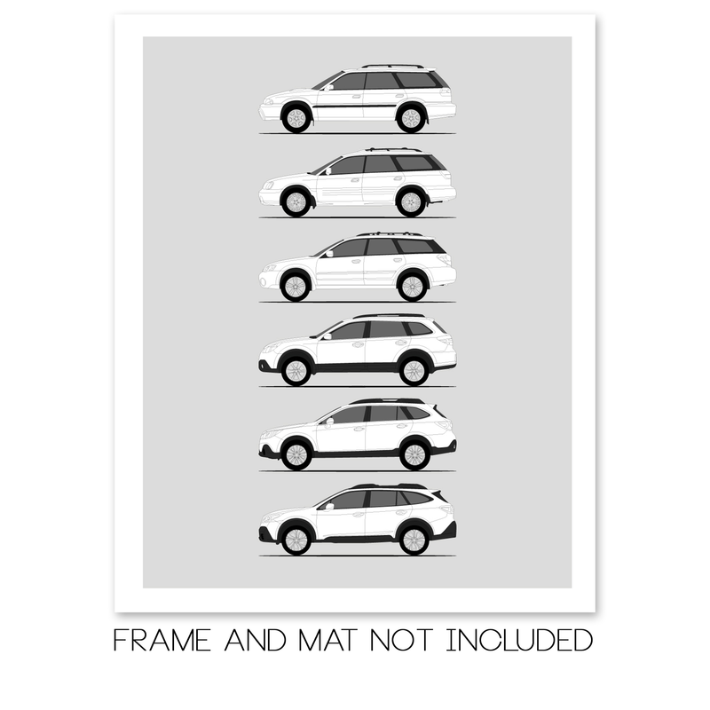Outback Generations Subaru Outback Generations History and Evolution Poster (Side Profile ...