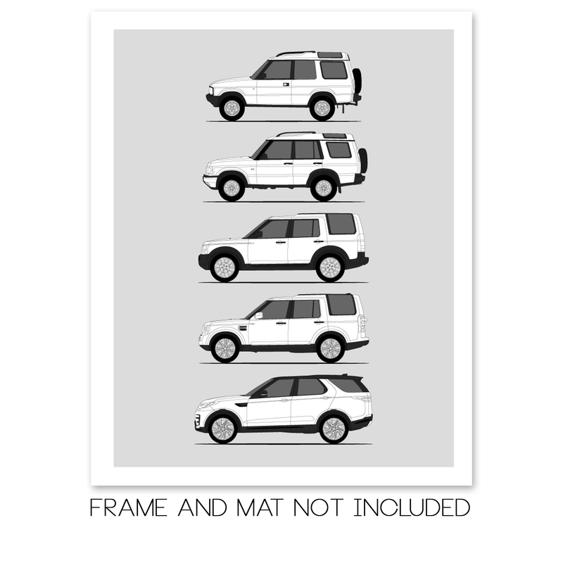 Land Rover Discovery Generations History and Evolution Poster (Side Profile)