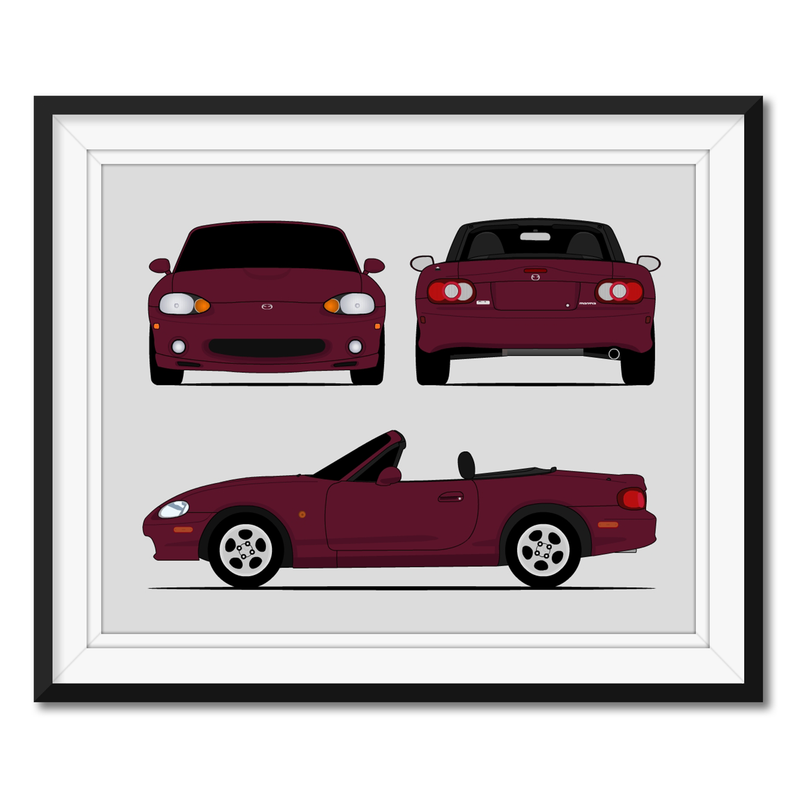 Mazda Miata NB (1998-2005) (Front Rear Side) Poster