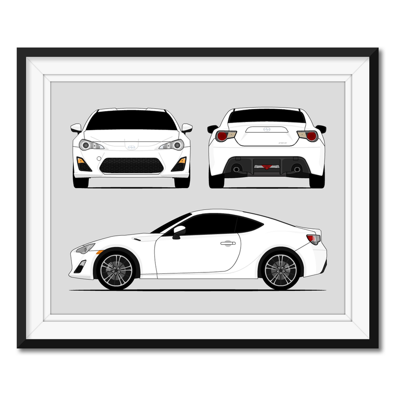 Scion FR-S (2012-2016) (Front, Side, Rear) (FT86) Poster