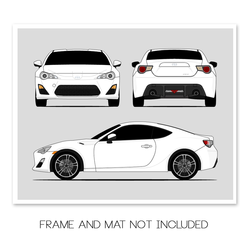 Scion FR-S (2012-2016) (Front, Side, Rear) (FT86) Poster