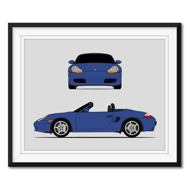 Porsche Boxster 986 (1996-2001) (Front and Side) Poster