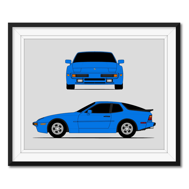 Porsche 944 (1983-1985) (Front and Side) Poster