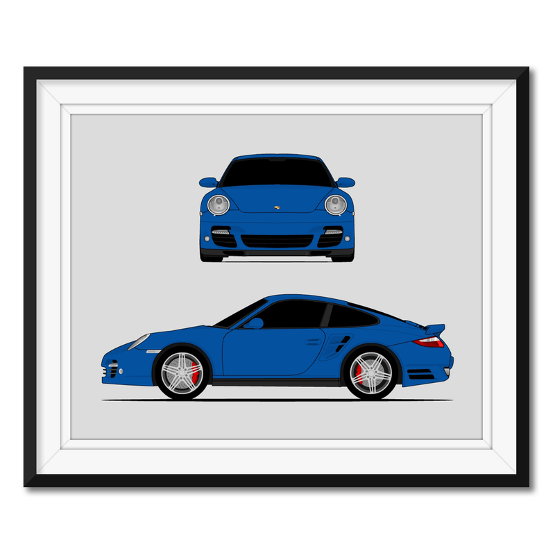 Porsche 911 Turbo (2006-2009) 997.1 (Front and Side) Poster