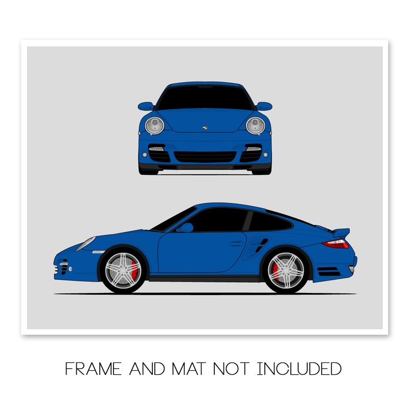Porsche 911 Turbo (2006-2009) 997.1 (Front and Side) Poster