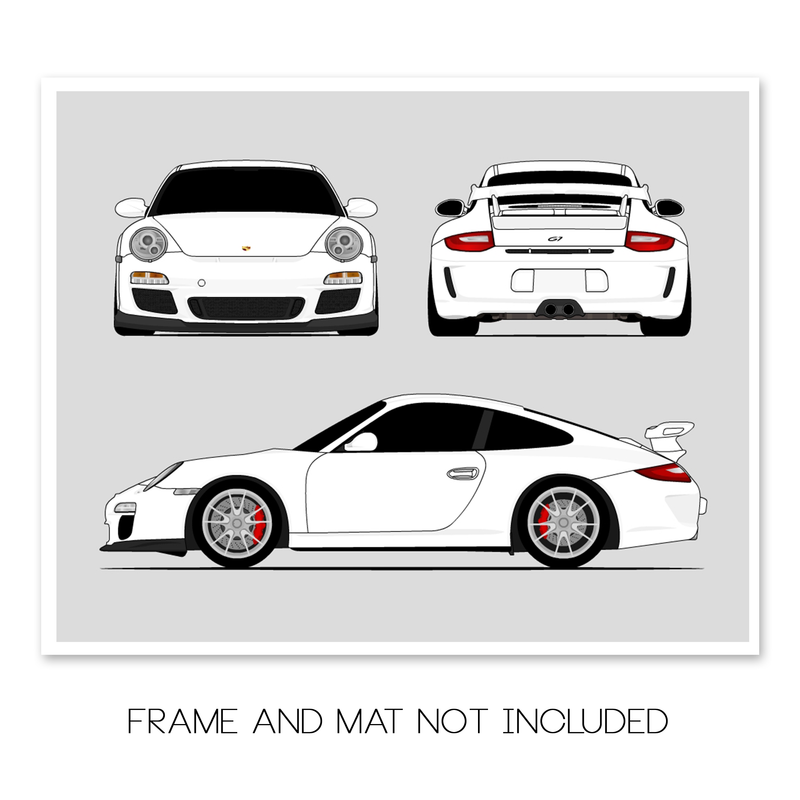 Porsche 911 GT3 (2009-2012) 997.2 (Front, Side, Rear) Poster