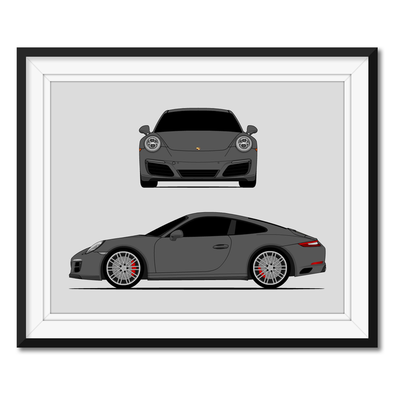 Porsche 911 Carrera (2015-2018) 991.2 (Front and Side) Poster
