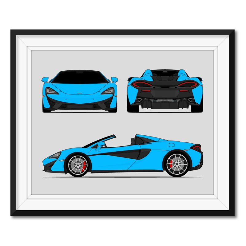 Mclaren 570S Spider (2017-2021) (Front, Side, Rear) Poster