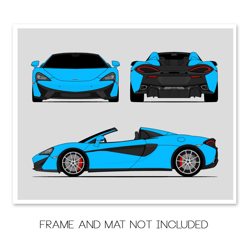 Mclaren 570S Spider (2017-2021) (Front, Side, Rear) Poster