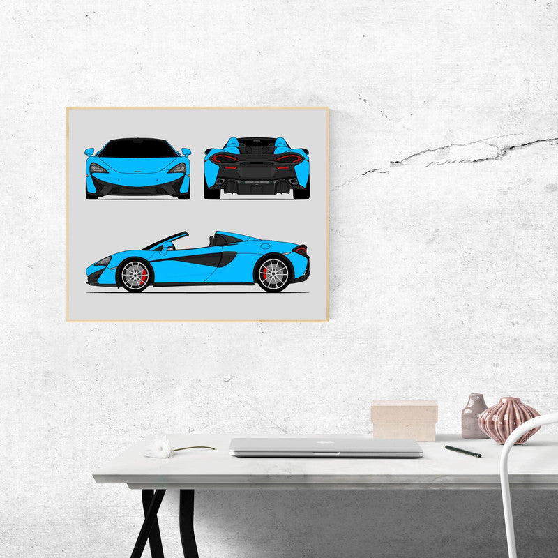 Mclaren 570S Spider (2017-2021) (Front, Side, Rear) Poster