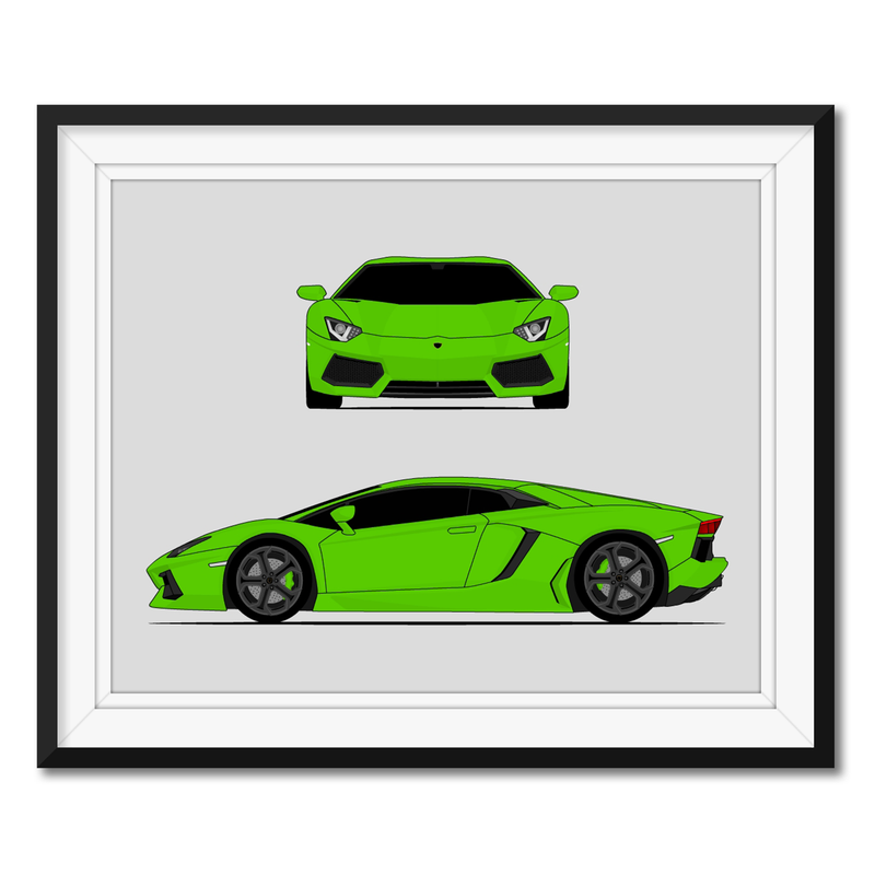 Lamborghini Aventador (2011-2016) (Front and Side) Poster