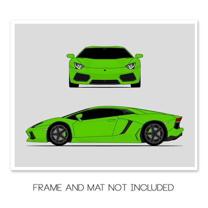 Lamborghini Aventador (2011-2016) (Front and Side) Poster