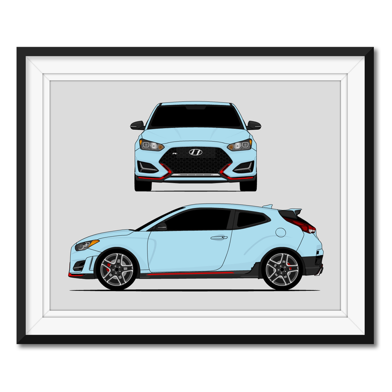 Hyundai Veloster N (2019-Present) (Front and Side) Poster